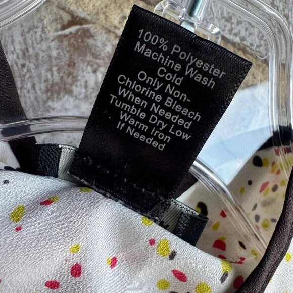 Ann Taylor Sleeveless Ruffled Half Button Up Multicolor Dot Blouse Size S - Picture 4 of 8